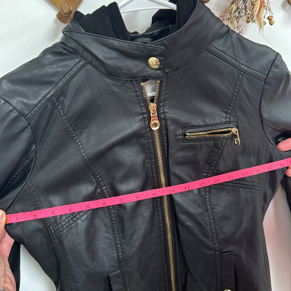 Guess Women’s Animal Friendly “Leather” Hooded Jacket, Size medium - Picture 6 of 7